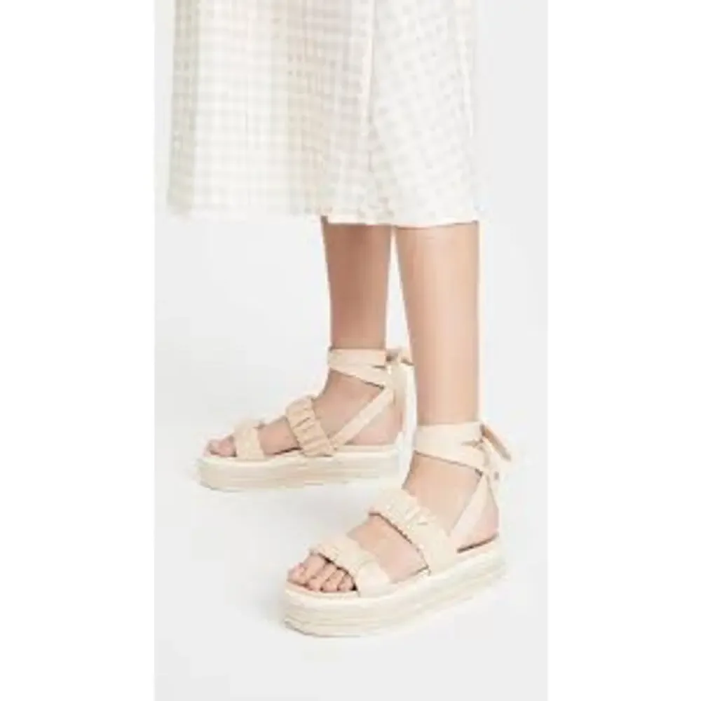 Sam Edelman Kerin Leather Double Strap Platform Wrap Ankle Sandals Women's 9